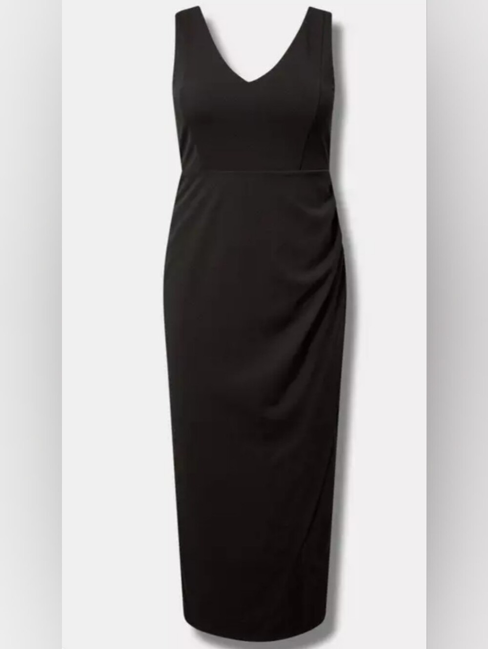 Torrid Maxi Stretch Crepe V-Neck Column Sleeveless Midi Dress